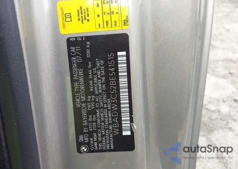 2011 BMW 328I from USA, damaged, VIN WBADW3C52BE541515